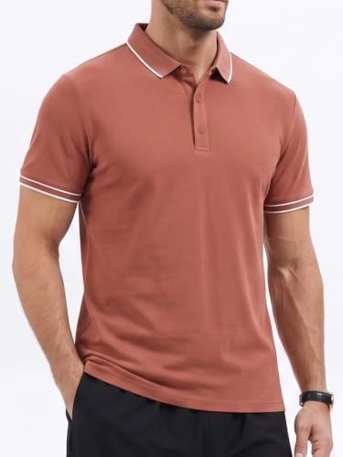 Camiseta polo para hombre de manga corta en mezcla de algodón, estilo clásico casual para golf | Material suave y transpirable, con tecnología anti-transpiración y lavable en máquina miniatura 3