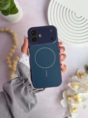 Image of for iPhone 16 |Convert to 17 pro /17 Pro Max Style Premium Back Glass Converter Cover Magnetic Case for iPhone 16 (Blue)