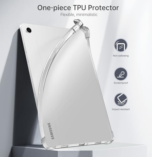 Image of MoKo Clear Case for Samsung Galaxy Tab A11+ 11'' 2025, Clear | for Samsung Galaxy Tab A11+ 2025 (SM-X230 /SM-X236 /SM-X238), Ultra Slim Soft Flexible Transparent TPU Skin Bumper Back Cover