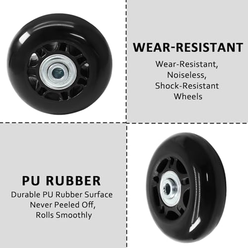 Image of Luggage Wheels Replacement, 68 x 24mm, Black Rubber, 2pcs
