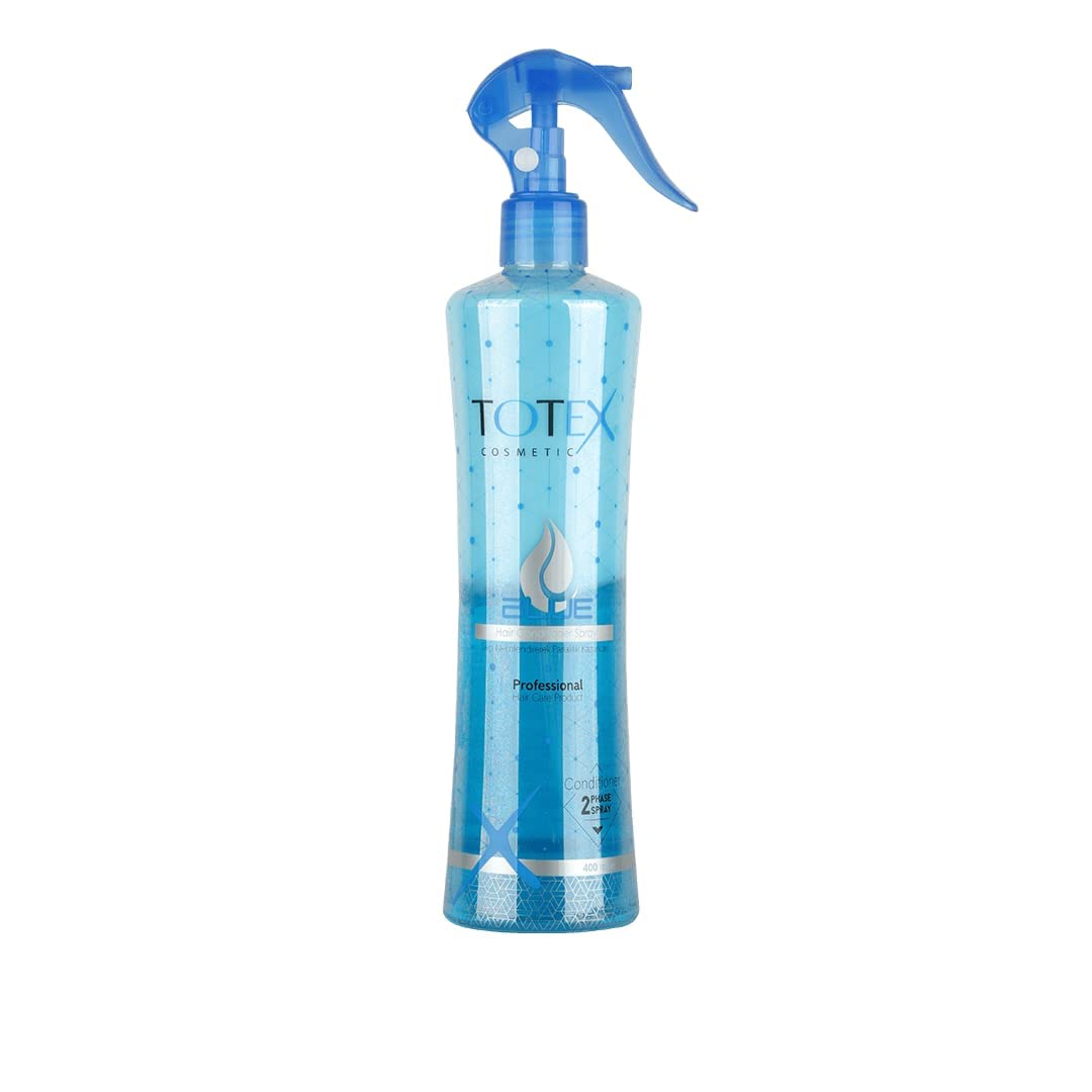 Totex 2 Phase Hair Conditioner Spray Blue 400ml – Leave In Conditioner for Damaged Hair, Detangling, Moisturising, Nourishing, Anti Frizz, Heat Protection, Professional Salon Quality