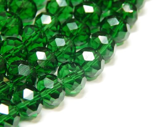 Perlin Pack of 120 Czech Bohemian Crystal Beads, 4 mm, Faceted Rondelle, Green, dark green, Klein - Image 4