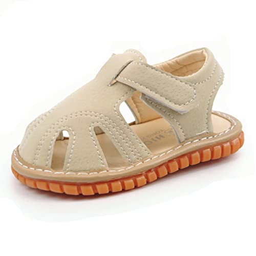 WILLFUN Baby Boy Girl Summer Infant Squeaky Sandals Premium Rubber Sole Closed-Toe Non-Slip Shoes Toddler First Walkers