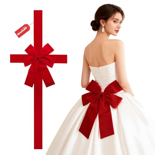 NoxGule Bow for Front Door 40cm×50cm Front Door Bows Decorative Door Bow Bow Decorations for Window Car Suitable for Christmas Wedding Parties (Red)
