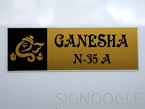 SIGNOOGLE Customized Personalized Acrylic Name Board Plates for Home House Outdoor Indoor Waterproof and Family Appt Bungalow Office (Gold And Black)