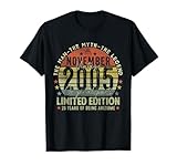 20th birthday gifts vintage november 2005 20 years old men maglietta