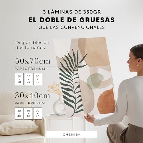 Miniatura 3 de Ohbimba Set De 3 Cuadros Decoracion Salon Modernos Abstractos Con Laminas Decorativas Pared Abstracas - Cuadros Decorativos Decoracion Pared Dormitortio - Lienzos Decorativos Tamaño 50x70cm - S3029
