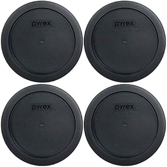 Pyrex 7201-PC 4-Cup Black Food Storage Replacement Lid (4-Pack) - Made in USA