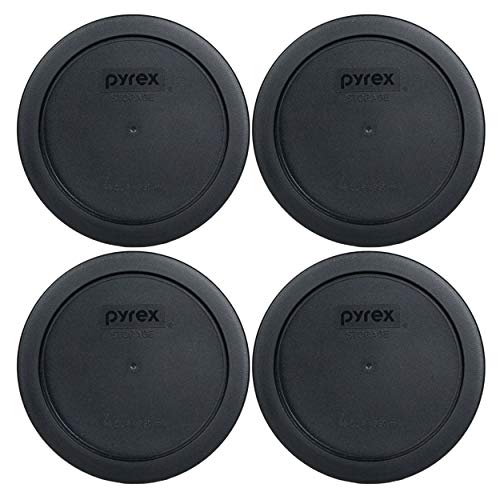 Pyrex 7201-PC 4-Cup Black Food Storage Replacement Lid (4-Pack) - Made in USA