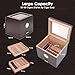 weiwei Cedar Wood Cigar Humidor Box, Glass Top Desktop Cigar Humidor Large Cigar Box Holds 50-80 Cigars with Mechanical Hygrometer Humidifier and Accessories Drawer Vintage Cigar Case for Cigar Lovers