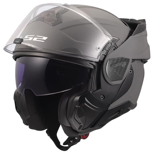 Image of LS2 Helmets Advant II Modular Motorcycle Helmet W /SunShield (Gloss Jeans Gray - X-Small)