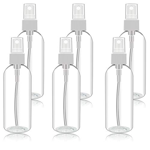 Iceyyyy 6Pcs Plastic Clear Mist Spray Bottle - Fine Mist Leak Proof Clear Plastic Spray Bottles with Pump Spray Cap for Makeup Cosmetic Toiletries Liquid Containers (2.8oz (80ml))