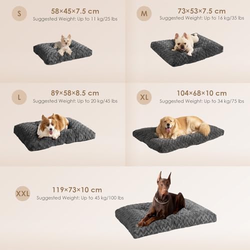 EHEYCIGA Hundebett Grosse Hunde Waschbar, 104x68cm, XL Hundekissen Flauschig für große Hunde, Kuschelig Umkehrbare Hundematte mit Kunstpelz und Kunstleinen, Dunkelgrau