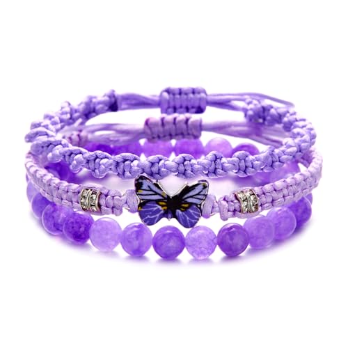 Image of COLORFUL BLING Butterfly Charm Bracelets Adjustable Hand Woven String Bracelets BFF Gift for Women