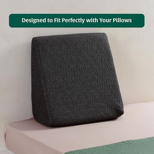 Image of The White Willow Soft Fabric Inclined Bed Wedge Case 17 inch L x 14.8 inch W x 7 inch H, Washable, Removable Zippered Pillow Cover Only, Inclined Bed Wedge Leg Rest Pillow- Grey