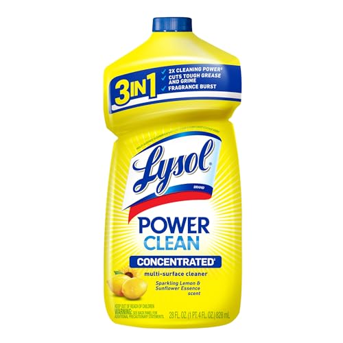 Lysol Power Clean Multi-Surface Cleaner, 2x Concentrated Pour, Sparkling Lemon & Sunflower Essence scent, 28 Fl Oz (Packaging May Vary)