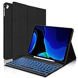 iPad 9.7 Case with Keyboard for 6th Generation(2018), 5th Gen(2017), Air 2/Air, iPad Pro 9.7, Protective Case with Pencil Holder, 7 Color Backlit Bluetooth Detachable Keyboard, Auto Sleep/Wake - Black
