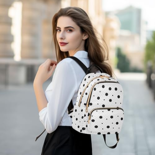Image of ALAZA Black White Polka Dot Medium Backpack Purse for Women Travel Bag Fashion Daypack Back Pack Shoulder Bag