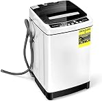 COSTWAY Full-automatic Washing Machine, 11lbs Capacity Compact Portable Washer with 8 Wash Programs, LED Display, 10 Water Levels, Multipurpose Laundry Washer for Apartment, Dorm (White)