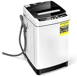 COSTWAY Portable Washing Machine, 11Lbs Capacity Full-automatic Washer with 8 Wash Programs, LED Display, 10 Water Levels, Compact Laundry Washer and Spinner Combo for Apartment Dorm, White