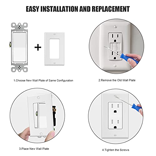 Placa de pared decorador para interruptor de luz con diseño plano lavable pack de 10 color blanco 7