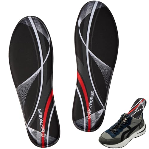 7STROBBS Cushion Memory Foam Insoles, Comfort Soft Inner Soles for Men Women, No Deform Replacement Insole for Trainer, Work Boot, Running, Walking Shoes Black UK 8