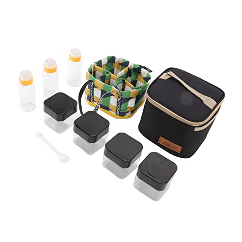 Condiment Box Set, Camping Spice Containers Mini Pocket Swivel Lid Picnic Storage Bag (Black) - Image 3