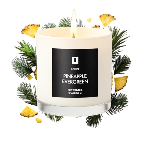 Lulu Candles | Pineapple Evergreen | Luxury Scented Soy Jar Candle | Hand Poured in The USA | Highly Scented Candles for Home Fragrance & Decor (9 Oz.)