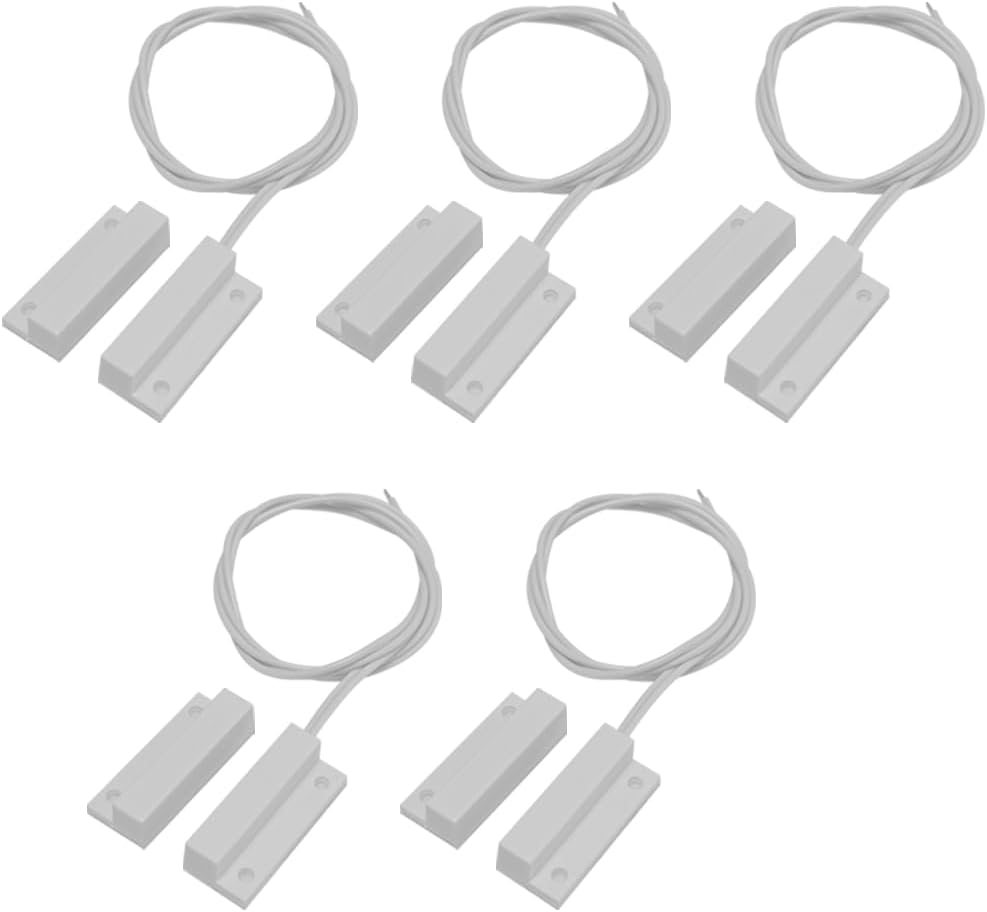 5 Sets Surface Mounted NC Magnetic Contacts Switch for Door/Window Alarm System with Double Side Tape (White)