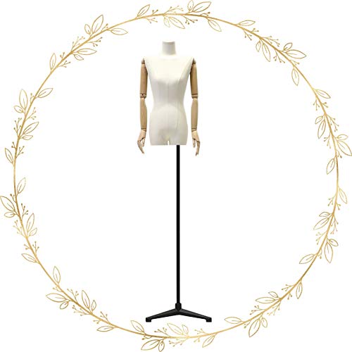 CKKNILV Mannequins Torso, Height Adjustable Clothing Store Model Props Shop Window Linen Fabric Solid Wood Arm