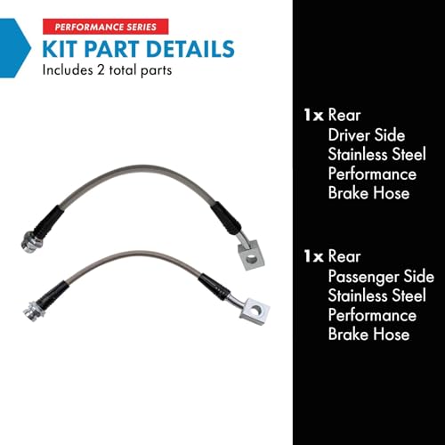 Image of TRQ Rear Brake Hose Set Compatible with 2002-2006 Cadillac Escalade 2003-2006 Escalade ESV Escalade EXT Chevrolet Avalanche 1500 2001-2006 Suburban 1500 2000-2006 Tahoe GMC Yukon Yukon XL 1500