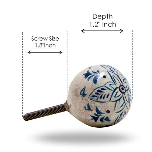 Trinca-Ferro Set Of 6 Dhami Round Painted Wooden Cabinet Cupboard Pull Kitchen Bed-Room Dresser Handle #TOP2