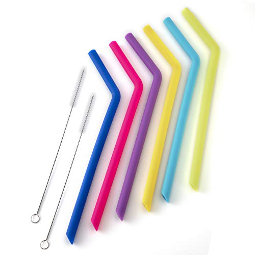 Norpro 6 pitillos reutilizables de silicona con 2 cepillos miniatura 7