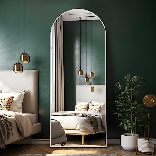 Image of Pexfix Arched Full Length Mirror Arched Wall Mirror Floor Mirror with Stand Contemporary Full Length Mirror with Silver Wood Frame, 59 inchx20 inch