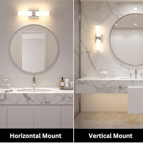 Image of 20 Inch LED Vanity Light Bar with Motion Sensor, Dual LED Source | 4 Lighting Modes (incl. Night Light) | 3000K Warm White, Dimmable, CRI 90+, 1040LM, ETL Listed (Chrome)