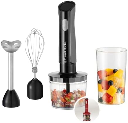 Bild 9 - Russell Hobbs Stabmixer [3-in-1: Mixer,Schneebesen & Zerkleinerer/Pürierstab] Desire Red (600ml Mixbecher, Spülmaschinengeeignetes Zubehör,Edelstahlmesser, für Smoothies,Suppen,Saucen & Dips) 27142-56