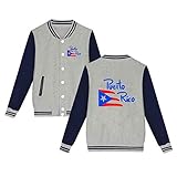 Puerto Rico Flag Jacket Unisex Baseball Uniform Jacket Sport Coat Sweatshirt Gray
