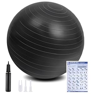 flintronic Gymnastikball, 55 cm Ultra-Dicker Anti-Explosions-Yoga-Ball mit aufblasbarer Fußpumpe, Robuster Maximalbelastbarkeit Fitness-Ball für Sport-Fitness, Yoga, Pilates (Schwarz