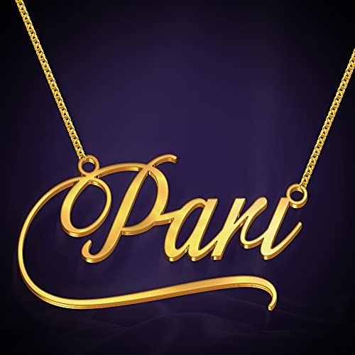 Image of Pari Cursive Gold & Silver Name Pendant Necklace, Best Jewelry Gift for Girls.