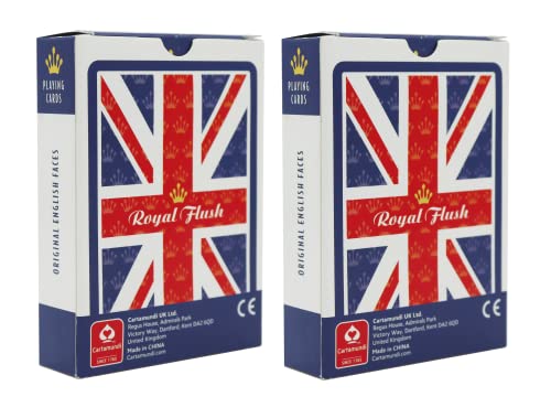Royal Flush Union Jack Spielkarten – Doppeldeck mit Pokerkarten, hochwertiges Cartamundi-Leinen-Finish, einfach zu mischen und langlebig, tolles Geschenk für Spieleabend – Bild 3