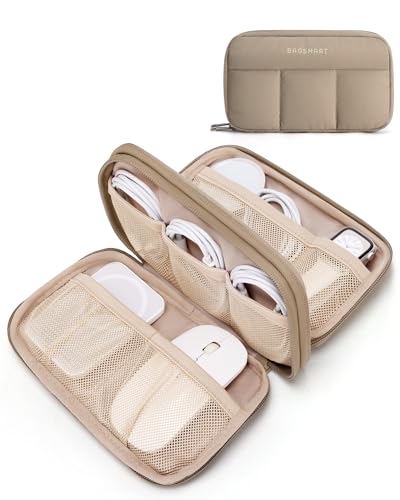 bagsmart Damen Elektronik Organizer Tasche Wasserdichter Kabeltasche mit Doppelten Reißverschlüssen Tragbarer Reise Zubehör Organizer für Powerbank Ladekabel Netzteil USB-Stick Festplatte