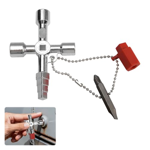 Kuugeo Clé Pompier, 1 pièce Cle Triangle, C le Carre, Cl e Armoire Electrique, C lé Triangle, pour Armoires Electriques, Compteur Électrique, Radiateur, Ascenseurs, matériau en alliage d'aluminium.