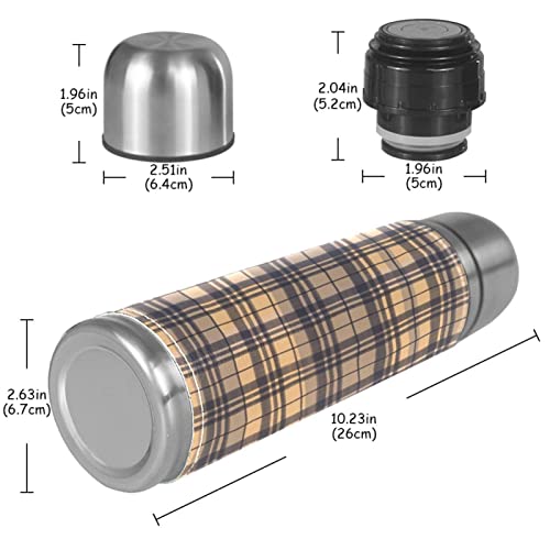Stainless Steel Leather Vacuum Insulated Mug Cascading Plaid Thermos Water Bottle For Hot And Cold Drinks Kids Adults 16 Oz #TOP4