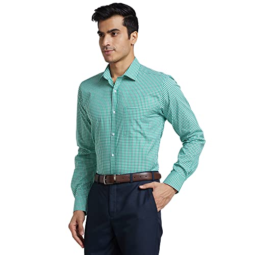 Image of Park Avenue Men Cotton Checkered Slim Fit Shirt