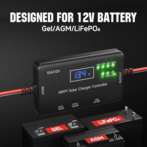 Régulateur de panneau solaire MPPT 10A pour van et camping-car avec sorties USB et Type-C - 3