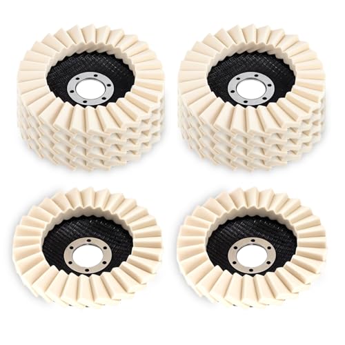 XLIUAX 10 Pack Wool Felt Flap Disc Abrasives 4-1/2" x 7/8" Thicken Arbor Kit Buffing Polishing Cutting Wheel for Angle Grinder for Metal, Marble, Glass, Ceramic, Furniture, Car