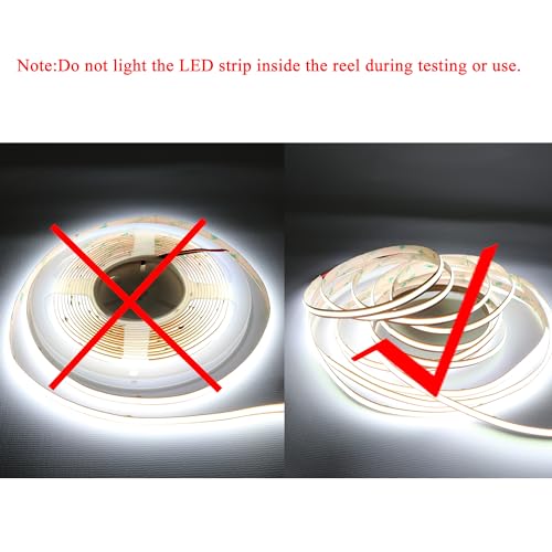 Image of LEDENET COB White LED Strip Light DC24V 5M /16.4Ft COB White LED Lights 6000K 528LEDs /M 8mm High Density CRI 90+ Dimmable LED Tape Light IP20 Cut Anywhere for Bedroom(No Adapter and Controller)