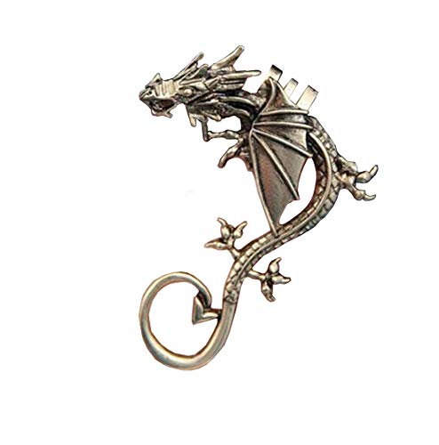 Dragon Earrings Non- Pierced Clip On Earrings Fake Ear Cartilage Cuff Ear Ring (Bronze)