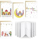 4 Sets Eid Gift Card Book, Eid Mubarak Money Holder Cards with Envelopes, Islamic Holiday Ramadan Kareem Gift Card Booklet Organizer for Family, Friends