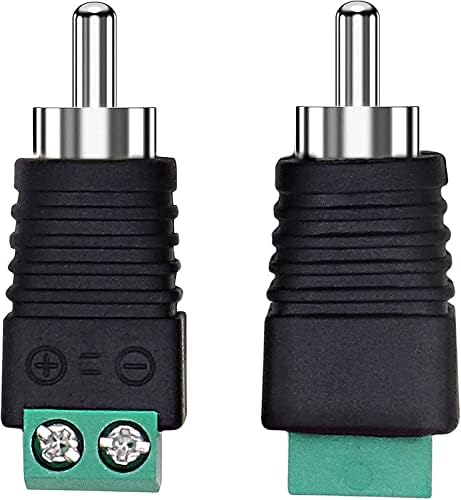 TECH-X RCA Pack of 2 Plugs for Speaker Wire, AV Screw Terminal Connector, Phono Male Plug Solderless Converter Audio/Video Speaker Wire Connectors Adapter, Black